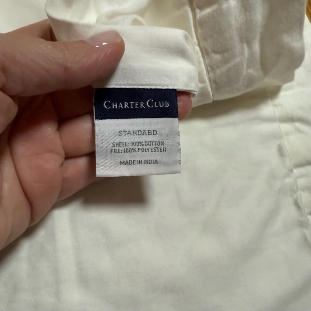 Charter Club White Quilted Pillow Sham Queen Cotton Bedding Cover